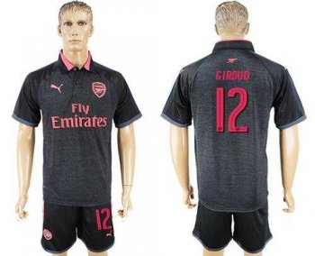 Arsenal #12 Giroud Black Red Soccer Club Jersey