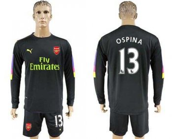 Arsenal #13 Ospina Black Long Sleeves Goalkeeper Soccer Country Jersey