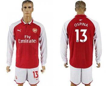 Arsenal #13 Ospina Red Home Long Sleeves Soccer Club Jersey