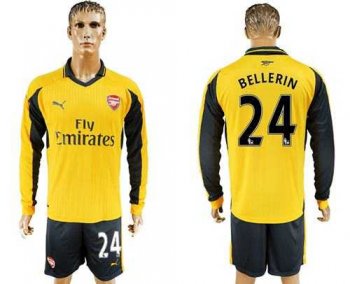 Arsenal #24 Bellerin Away Long Sleeves Soccer Club Jersey