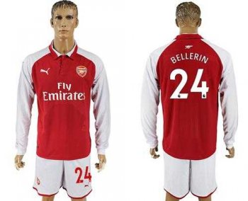 Arsenal #24 Bellerin Red Home Long Sleeves Soccer Club Jersey