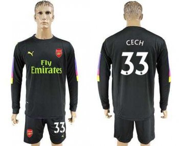 Arsenal #33 Cech Black Long Sleeves Goalkeeper Soccer Country Jersey