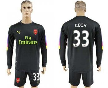 Arsenal #33 Cech Black Long Sleeves Goalkeeper Soccer Country Jersey