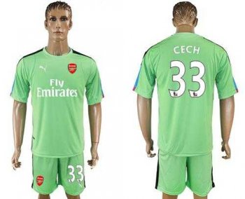 Arsenal #33 Cech Green Goalkeeper Soccer Club Jersey