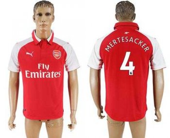 Arsenal #4 Mertesacker Home Soccer Club Jersey