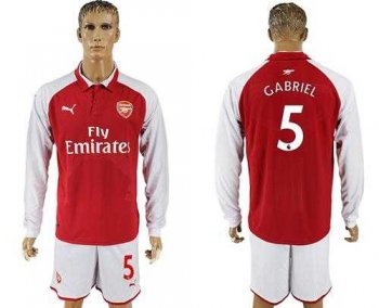 Arsenal #5 Gabriel Red Home Long Sleeves Soccer Club Jersey