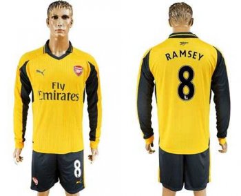 Arsenal #8 Ramsey Away Long Sleeves Soccer Club Jersey