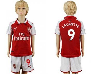 Arsenal #9 Lacazette Home Kid Soccer Club Jersey