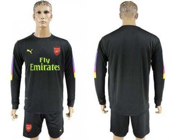 Arsenal Blank Black Long Sleeves Goalkeeper Soccer Country Jersey