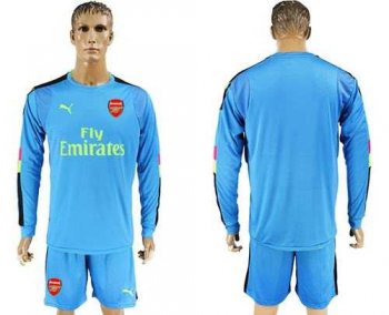 Arsenal Blank Blue Goalkeeper Long Sleeves Soccer Club Jersey