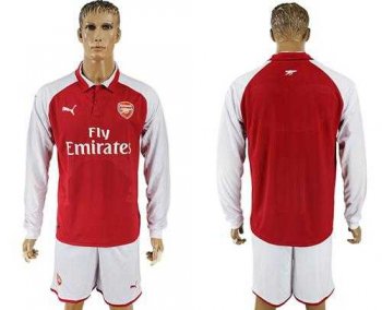 Arsenal Blank Red Home Long Sleeves Soccer Club Jersey