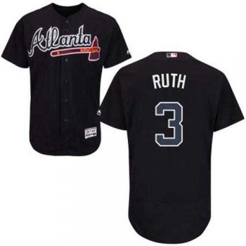 Atlanta Braves #3 Babe Ruth Navy Blue Flexbase Authentic Collection Stitched MLB Jersey