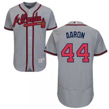 Atlanta Braves #44 Hank Aaron Grey Flexbase Authentic Collection Stitched MLB Jersey