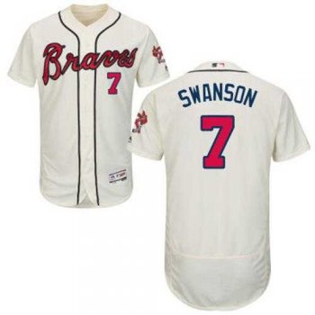 Atlanta Braves #7 Dansby Swanson Cream Flexbase Authentic Collection Stitched MLB Jersey