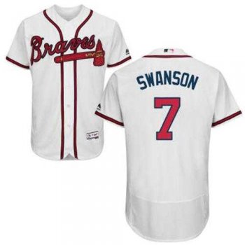 Atlanta Braves #7 Dansby Swanson White Flexbase Authentic Collection Stitched MLB Jersey