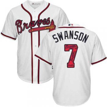 Atlanta Braves #7 Dansby Swanson White Team Logo Fashion Stitched MLB Jersey