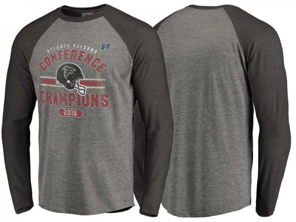 Atlanta Falcons Gray 2016 NFC Conference Champions Vintage Snap Long Sleeve T-Shirt