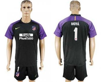 Atletico Madrid #1 Moya Black Goalkeeper Soccer Club Jersey