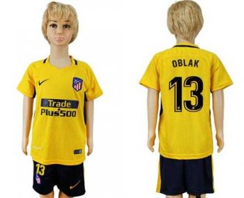 Atletico Madrid #13 Oblak Away Kid Soccer Club Jersey