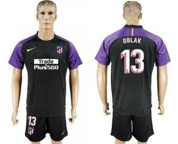 Atletico Madrid #13 Oblak Black Goalkeeper Soccer Club Jersey