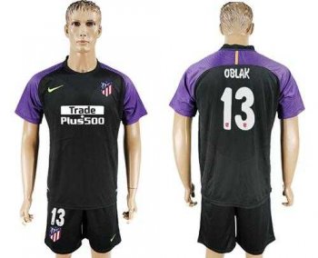 Atletico Madrid #13 Oblak Black Goalkeeper Soccer Club Jersey