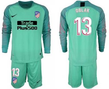 Atletico Madrid #13 Oblak Green Goalkeeper Long Sleeves Soccer Club Jersey