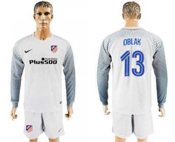 Atletico Madrid #13 Oblak White Goalkeeper Long Sleeves Soccer Club Jersey