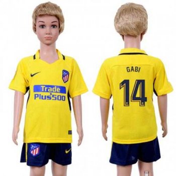 Atletico Madrid #14 Gabi Away Kid Soccer Club Jersey