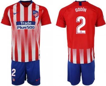 Atletico Madrid #2 Godin Home Soccer Club Jersey