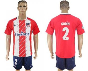 Atletico Madrid #2 Godin Home Soccer Club Jersey