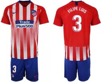 Atletico Madrid #3 Filipe Luis Home Soccer Club Jersey