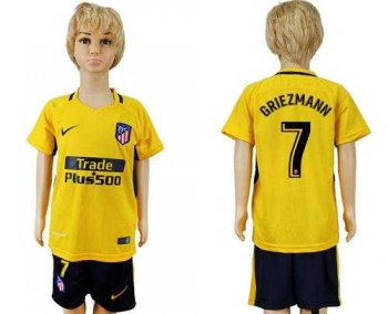 Atletico Madrid #7 Griezmann Away Kid Soccer Club Jersey