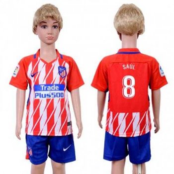 Atletico Madrid #8 Saul Home Kid Soccer Club Jersey