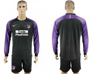 Atletico Madrid Blank Black Goalkeeper Long Sleeves Soccer Club Jersey