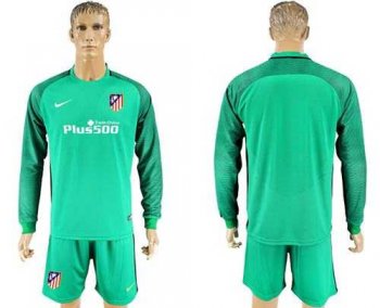 Atletico Madrid Blank Green Goalkeeper Long Sleeves Soccer Club Jersey