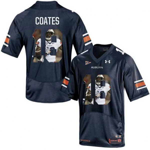 Auburn Tigers #18 Sammie Coates Navy With Portrait Print College Football Jersey