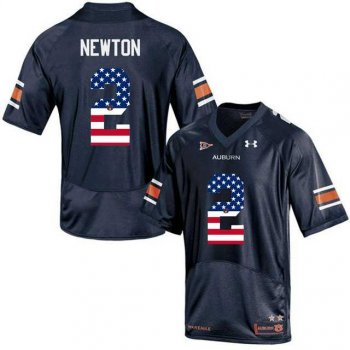 Auburn Tigers #2 Cam Newton Navy USA Flag College Football Jersey