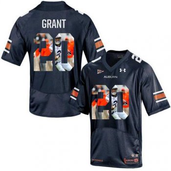 Auburn Tigers #20 Corey Grant Navy With Portrait Print College Football Jersey