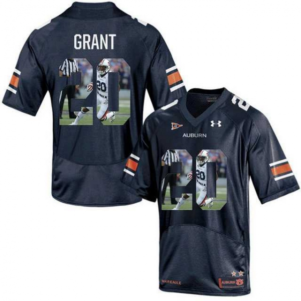 Auburn Tigers #20 Corey Grant Navy With Portrait Print College Football Jersey2