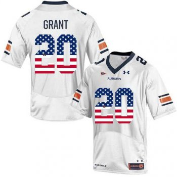 Auburn Tigers #20 Corey Grant White USA Flag College Football Jersey