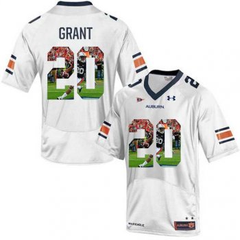 Auburn Tigers #20 Corey Grant White With Portrait Print College Football Jersey3