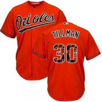 Baltimore Orioles #30 Chris Tillman Orange Team Logo Fashion Stitched MLB Jersey