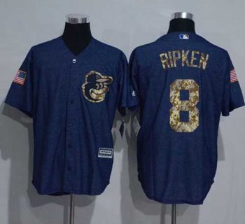 Baltimore Orioles #8 Cal Ripken Denim Blue Salute to Service Stitched Baseball Jersey