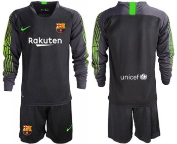 Barcelona Blank Black Goalkeeper Long Sleeves Soccer Club Jersey