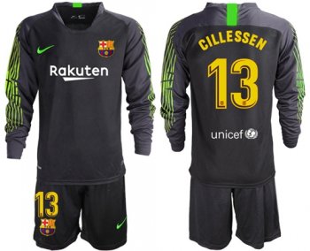 Barcelona #13 Cillessen Black Goalkeeper Long Sleeves Soccer Club Jersey