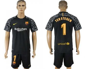 Barcelona #1 Ter Stegen Black Goalkeeper Soccer Club Jersey