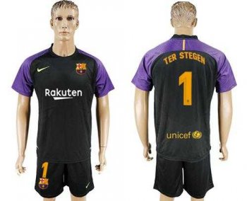 Barcelona #1 Ter Stegen Black Goalkeeper Soccer Club Jersey