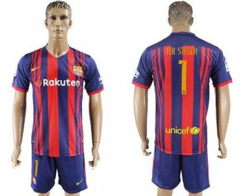 Barcelona #1 Ter Stegen Home Soccer Club Jersey