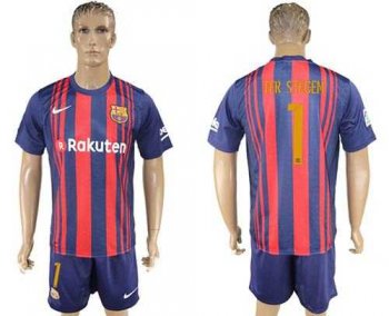 Barcelona #1 Ter Stegen Home Soccer Club Jersey