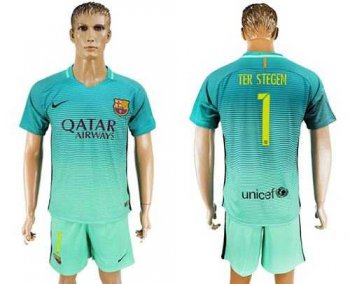 Barcelona #1 Ter Stegen Sec Away Soccer Club Jersey